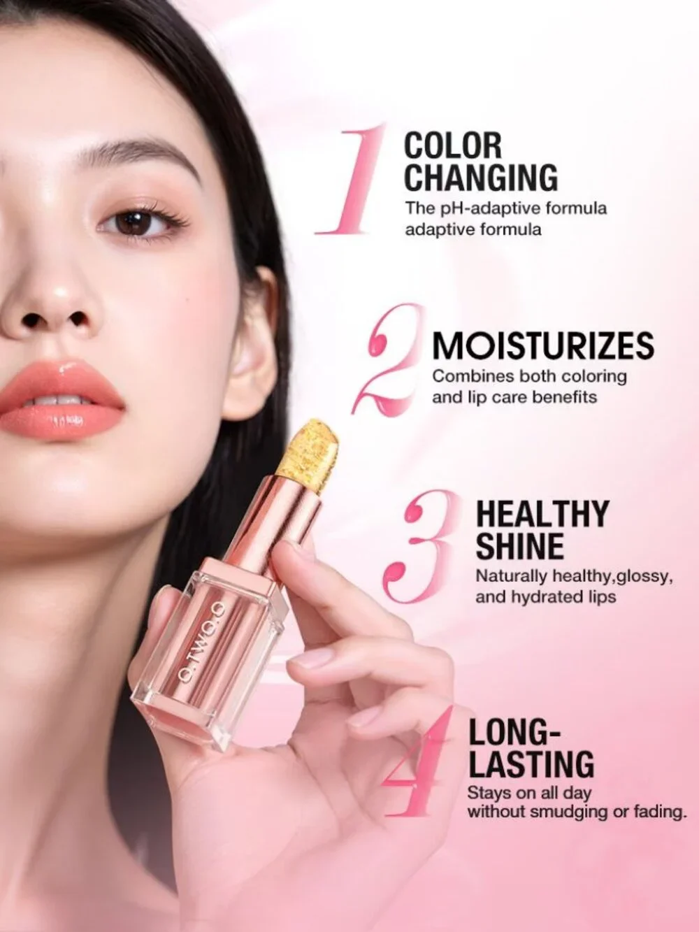 O.TWO.O Sparkling Color Changing LipBalm Hydrating Sunlight Tint Glossy Lip Care